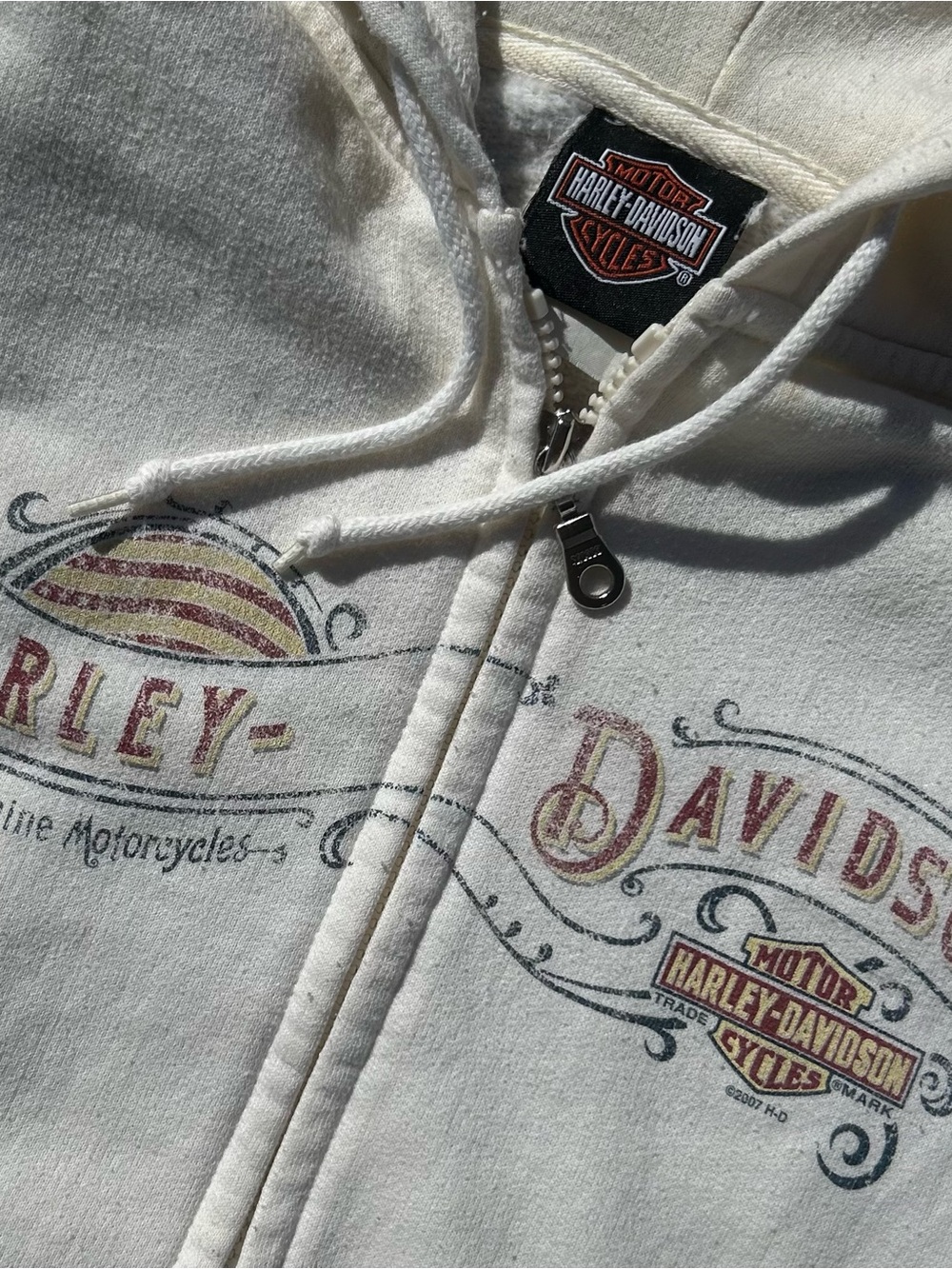 Harley-Davidson Cream Zip-Up Hoodie - Picture 2 of 5